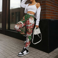 Cowboy Hawaii Mele Kalikimaka Jogger Pants Paniolo Kukui Nut Pikake Lei Red Version - Polynesian Pride