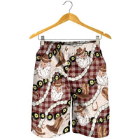 Cowboy Hawaii Mele Kalikimaka Shorts for Men Paniolo Kukui Nut Pikake Lei Burgundy Version LT14 - Polynesian Pride