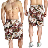 Cowboy Hawaii Mele Kalikimaka Shorts for Men Paniolo Kukui Nut Pikake Lei Burgundy Version LT14 - Polynesian Pride