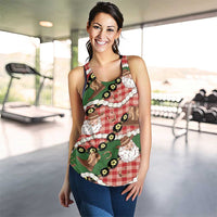 Cowboy Hawaii Mele Kalikimaka Women Racerback Tank Paniolo Kukui Nut Pikake Lei Red Version - Polynesian Pride