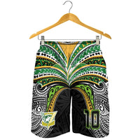Custom Cook Islands Rugby League Shorts for Men Tatau Tribal Motifs-Black Color LT03 - Polynesian Pride