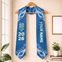 Custom Hawaii Anuenue School Graduation Stole Tapa Pattern With Leis
