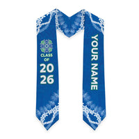 Custom Hawaii Anuenue School Graduation Stole Tapa Pattern With Leis
