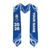 Custom Hawaii Maui High School Graduation Stole Tapa Pattern With Leis