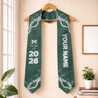 Custom Hawaii Molokai High School Graduation Stole Tapa Pattern With Leis