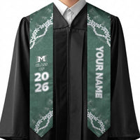 Custom Hawaii Molokai High School Graduation Stole Tapa Pattern With Leis