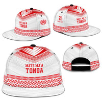 Custom Mate Ma'a Tonga Heritage Snapback Cap Pacific Tribal Rugby White Edition - Polynesian Pride