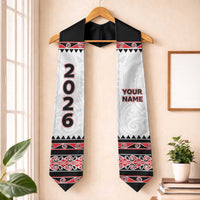 Custom New Zealand Aotearoa Graduation Stole Maori Kowhaiwhai Pattern LT05 One Size White - Polynesian Pride