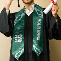 Custom Pahoa High And Intermediate School Graduation Stole Tapa Pattern With Leis LT05 - Polynesian Pride