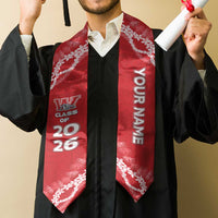 Custom Waialua High And Intermediate School Graduation Stole Tapa Pattern With Leis LT05 - Polynesian Pride