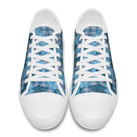 Cyan Palaka Hawaii Cowboy Low Top Shoes Puakenikeni Lei Paniolo Papale Seamless Vibes - Polynesian Pride