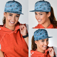 Cyan Palaka Hawaii Cowboy Snapback Cap Puakenikeni Lei Paniolo Papale Seamless Vibes - Polynesian Pride