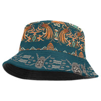 Dark Cyan Blue Batik Papua-inspired Pattern Bucket Hat - Polynesian Pride