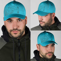 Dark Cyan Gradient Polynesia Classic Cap Hawaiian Tribal Hammerhead Shark Tattoo LT14