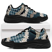 Dark Cyan Hawaii Tiare and Shell Lei Chunky Sneakers Hawaiian Palaka Luxury Vibes - Polynesian Pride