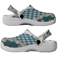 Dark Cyan Hawaii Tiare and Shell Lei Clogs Shoes Hawaiian Palaka Luxury Vibes - Polynesian Pride