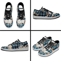 Dark Cyan Hawaii Tiare and Shell Lei Low Sneakers Hawaiian Palaka Luxury Vibes - Polynesian Pride