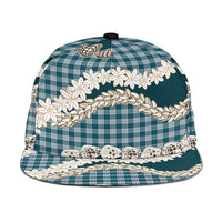 Dark Cyan Hawaii Tiare and Shell Lei Snapback Cap Hawaiian Palaka Luxury Vibes - Polynesian Pride