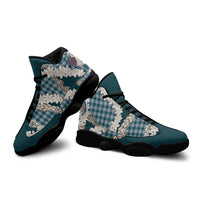 Dark Cyan Hawaii Tiare and Shell Lei Sneakers J13 Hawaiian Palaka Luxury Vibes - Polynesian Pride