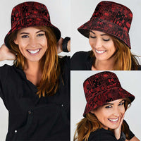 Dark Samoa Manuia Le Kerisimasi Bucket Hat Pacific Patchwork Xmas Vibes - Polynesian Pride