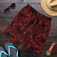 Dark Samoa Manuia Le Kerisimasi Shorts for Men Pacific Patchwork Xmas Vibes - Polynesian Pride