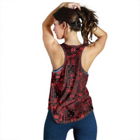 Dark Samoa Manuia Le Kerisimasi Women Racerback Tank Pacific Patchwork Xmas Vibes - Polynesian Pride