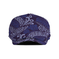 Deep Blue Monstera Jeff Hat Polynesian Tribal Pattern - Polynesian Pride