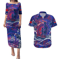 Father's Day Samoa Couples Matching Puletasi and Hawaiian Shirt Special Dad Polynesia Paradise DT02 Green - Polynesian Pride