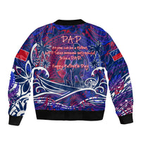 Father's Day Samoa Sleeve Zip Bomber Jacket Special Dad Polynesia Paradise DT02 - Polynesian Pride