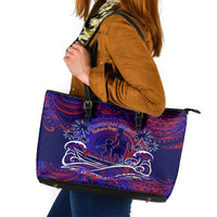 Father's Day American Samoa Leather Tote Bag Special Dad Polynesia Paradise DT02 Blue - Polynesian Pride