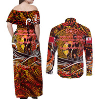 Father's Day Tonga Couples Matching Off Shoulder Maxi Dress and Long Sleeve Button Shirt Special Dad Polynesia Paradise