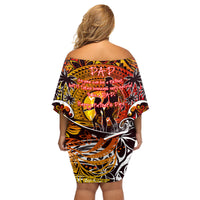 Father's Day Tonga Family Matching Off Shoulder Short Dress and Hawaiian Shirt Special Dad Polynesia Paradise