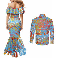 Father's Day Fiji Couples Matching Mermaid Dress and Long Sleeve Button Shirt Special Dad Polynesia Paradise DT02 - Polynesian Pride