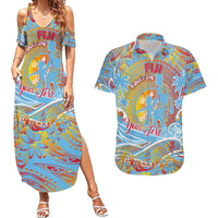 Father's Day Fiji Couples Matching Summer Maxi Dress and Hawaiian Shirt Special Dad Polynesia Paradise DT02 Red - Polynesian Pride