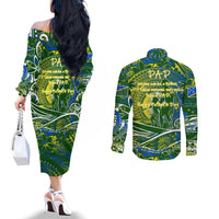 Father's Day Solomon Islands Couples Matching Off The Shoulder Long Sleeve Dress and Long Sleeve Button Shirt Special Dad Polynesia Paradise DT02 - Polynesian Pride