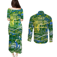 Father's Day Solomon Islands Couples Matching Puletasi and Long Sleeve Button Shirt Special Dad Polynesia Paradise