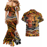 Father's Day Marquesas Islands Couples Matching Mermaid Dress and Hawaiian Shirt Special Dad Polynesia Paradise