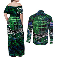 Father's Day New Zealand Couples Matching Off Shoulder Maxi Dress and Long Sleeve Button Shirt Special Dad Polynesia Paradise DT02 - Polynesian Pride