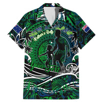 Father's Day New Zealand Family Matching Mermaid Dress and Hawaiian Shirt Special Dad Polynesia Paradise DT02 Dad's Shirt - Short Sleeve Green - Polynesian Pride