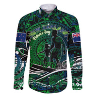Father's Day New Zealand Family Matching Mermaid Dress and Hawaiian Shirt Special Dad Polynesia Paradise DT02 Dad's Shirt - Long Sleeve Green - Polynesian Pride