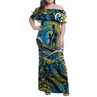 Father's Day Tokelau Family Matching Off Shoulder Maxi Dress and Hawaiian Shirt Special Dad Polynesia Paradise