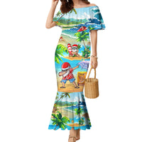 Guam Christmas Family Matching Mermaid Dress and Hawaiian Shirt Santa Claus Beach and Wave DT02 Mom's Dress Art - Polynesian Pride
