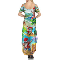 Guam Christmas Summer Maxi Dress Santa Claus Beach and Wave DT02 - Polynesian Pride