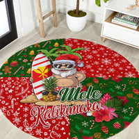 Hawaii Christmas Round Carpet Mele Kalikimaka Kanaka Maoli DT02 Art - Polynesian Pride