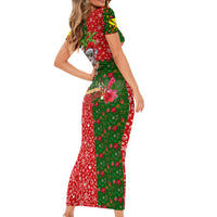 Hawaii Christmas Short Sleeve Bodycon Dress Mele Kalikimaka Kanaka Maoli DT02 - Polynesian Pride