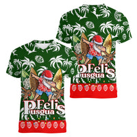 Guam Christmas Women V Neck T Shirt Felis Pusgua Tropical Xmas Patterns DT02 - Polynesian Pride