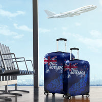 Personalised New Zealand Luggage Cover Aotearoa Map Silver Fern DT02 - Polynesian Pride