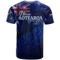Personalised New Zealand T Shirt Aotearoa Map Silver Fern DT02 - Polynesian Pride