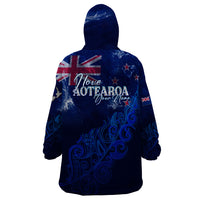 Personalised New Zealand Wearable Blanket Hoodie Aotearoa Map Silver Fern DT02 - Polynesian Pride
