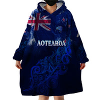 Personalised New Zealand Wearable Blanket Hoodie Aotearoa Map Silver Fern DT02 - Polynesian Pride